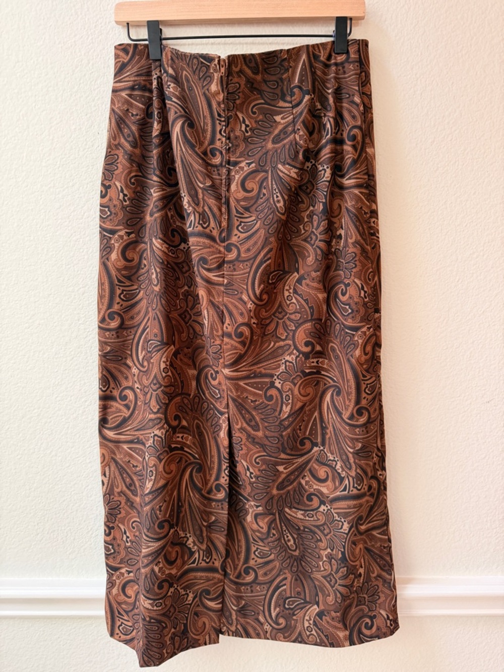 Vintage Inspired Brown Paisley Midi Skirt Dark Academia Minimalist Luxury 12 - Picture 2 of 11